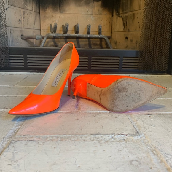 (Jimmy Choo) Orange Romy 100mm Pumps - Picture 4 of 12